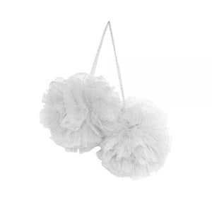 Large sparkle pom garland in white