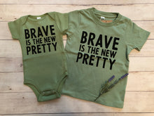 Load image into Gallery viewer, Brave is the new pretty short sleeve onesie / tee