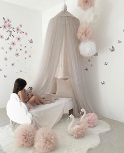 Large sparkle pom garland in white